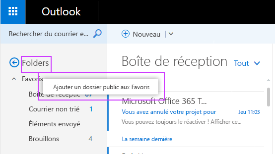 Ajoutez un dossier public aux Favoris.