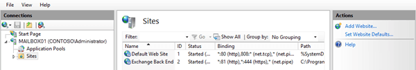 Dans le Gestionnaire des services Internet, développez le serveur, puis sélectionnez Sites.