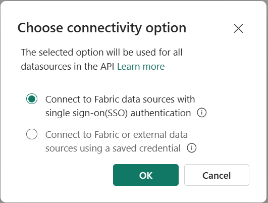 Capture d’écran de l’option Choisir la connectivité.