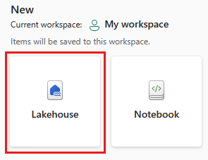 Capture d'écran montrant la nouvelle boîte de dialogue Lakehouse.