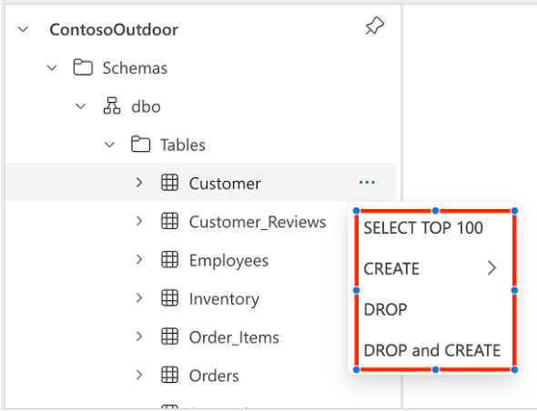 Capture d’écran montrant le modèle de code T-SQL.