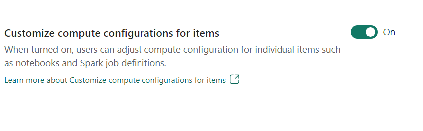 Capture d’écran montrant le commutateur pour personnaliser le calcul pour les éléments.