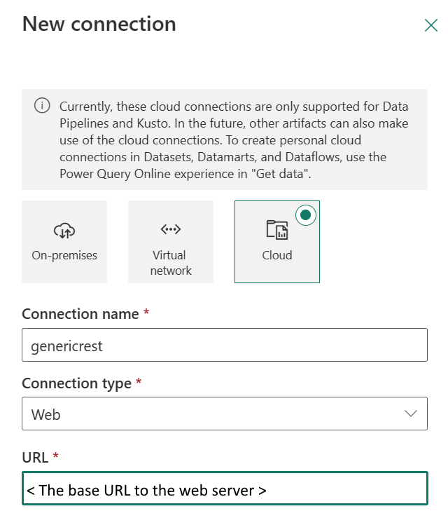 Capture d'écran montrant comment définir une nouvelle connexion.