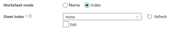 Capture d'écran montrant la sélection de l'index en mode feuille de calcul.