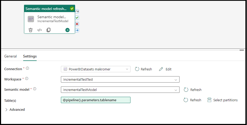 Capture d’écran montrant l’option permettant d’actualiser des tables spécifiques.