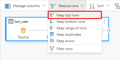 Capture d’écran du menu déroulant Réduire les lignes et de l’endroit où sélectionner l’option Conserver les lignes supérieures.