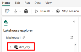 Capture d’écran d’une table de visualisation dans Lakehouse dans Fabric.