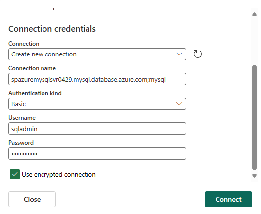 Capture d’écran montrant la section des informations d’identification de connexion.