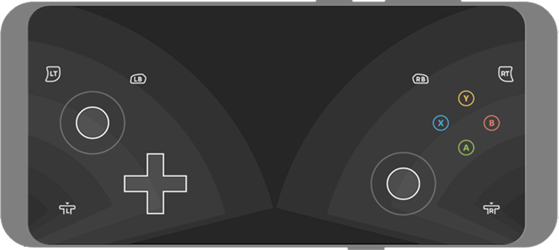 Standard touch control layout with comfortable regions highlighted in gray