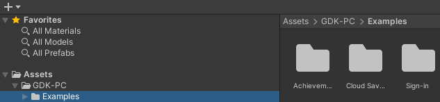 Screenshot of the example scenes in the GDK Unity package