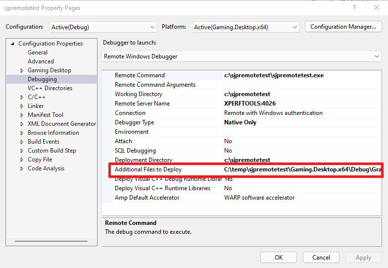 Deploying the MicrosoftGame.config and other files in the remote PC scenario