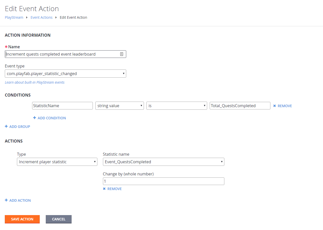 PlayStream - Event Actions - Edit Event Action