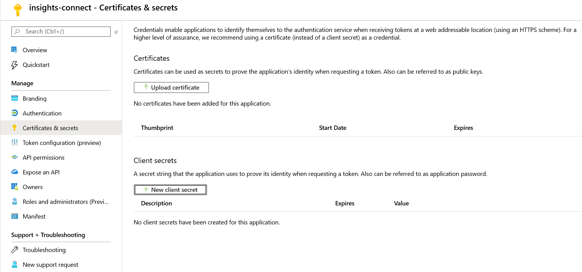 ADF Certificates & Secrets