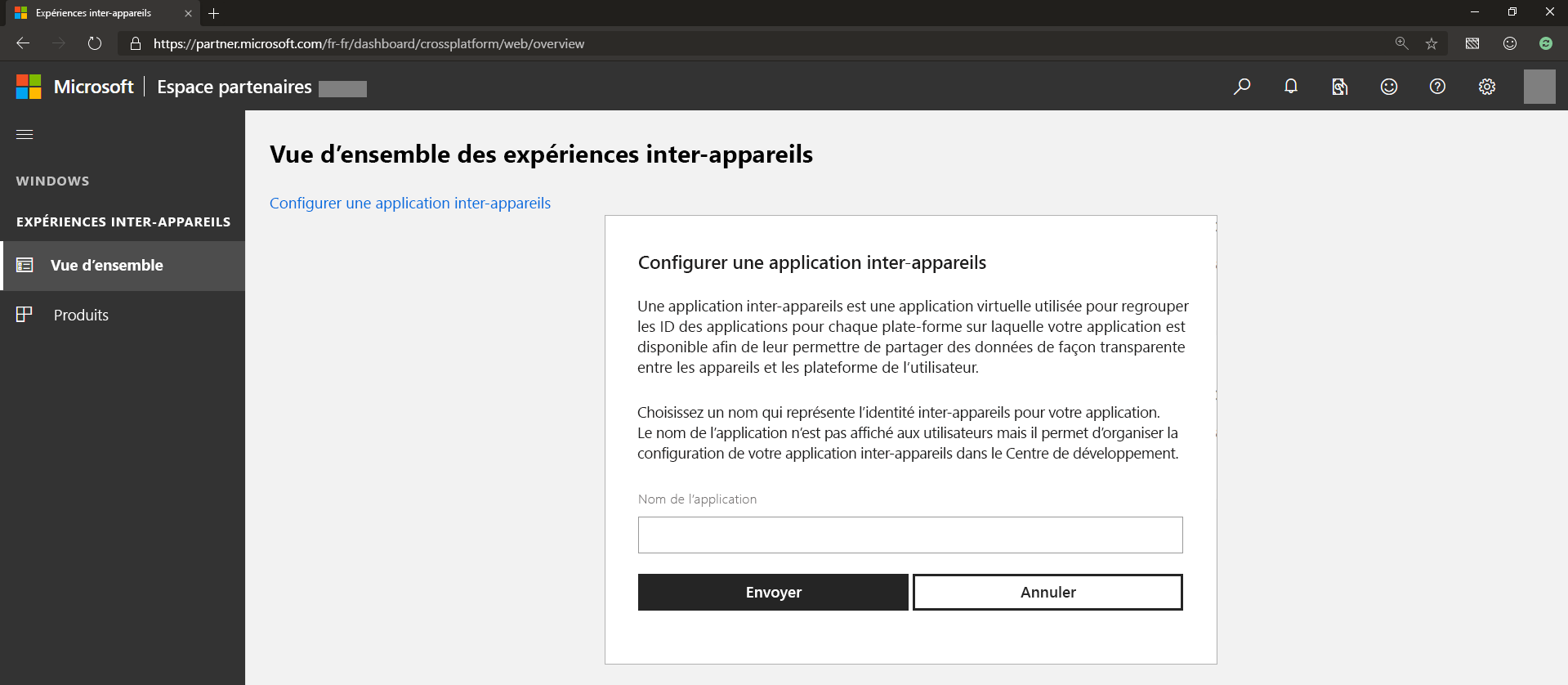 Configurer une nouvelle inscription d’application inter-appareils