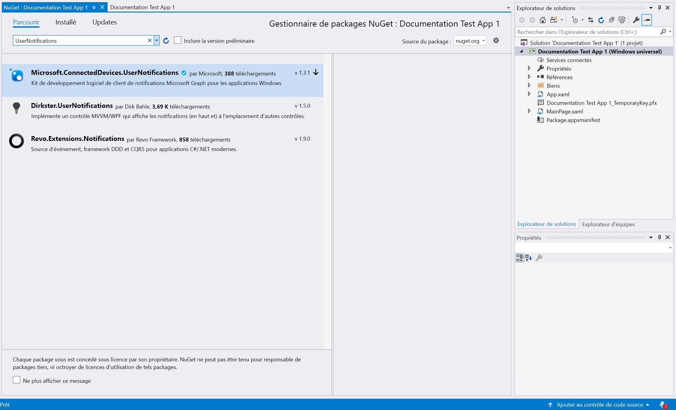 Trouver un package NuGet