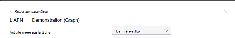 Capture d’écran montrant des notifications personnalisées pour une bannière et un flux pour une application Teams