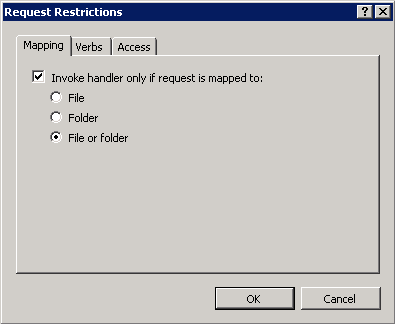 Capture d’écran de la définition des options de mappage dans la boîte de dialogue Restrictions de demande.