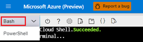 Sélectionnez Bash dans Azure Cloud Shell.