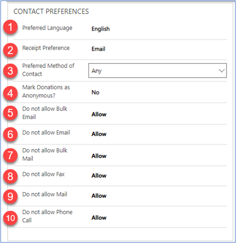 Utiliser les préférences de contact.