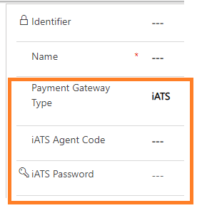 Champs de la passerelle de paiement iATS