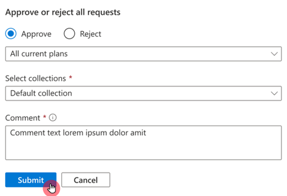 Capture d’écran montrant les options d’approbation et de rejet.