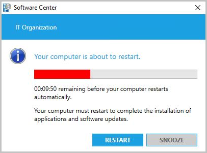 Capture d’écran de la notification du compte à rebours final du Centre logiciel.