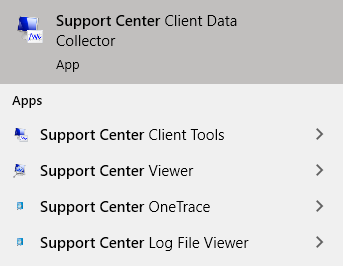 Menu Démarrer montrant cinq outils du Centre d’aide et de support dans les versions 2103 et ultérieures.