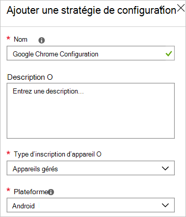 Ajouter une stratégie de configuration Google Chrome