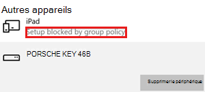 Appareil bloqué par une stratégie de groupe.