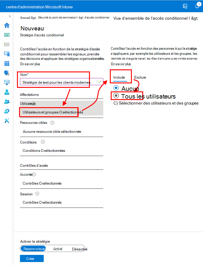 Commencez la configuration de la stratégie d’accès conditionnel.