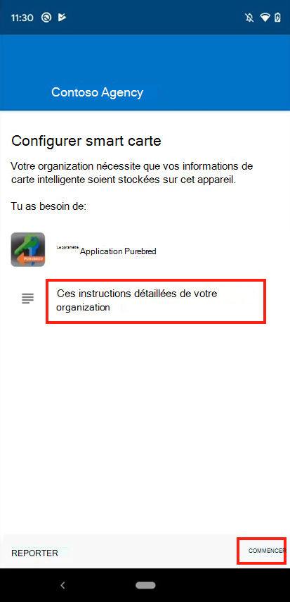 Capture d’écran de l’application Intune, écran Configurer l’carte intelligente.