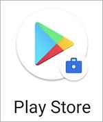 Capture d’écran de l’icône Google Play Store avec badge porte-documents.