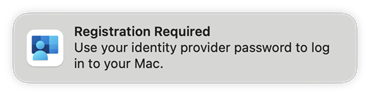 Capture d’écran montrant l’invite d’inscription requise sur les appareils des utilisateurs finaux lorsque vous configurez l’authentification unique platform dans Microsoft Intune.