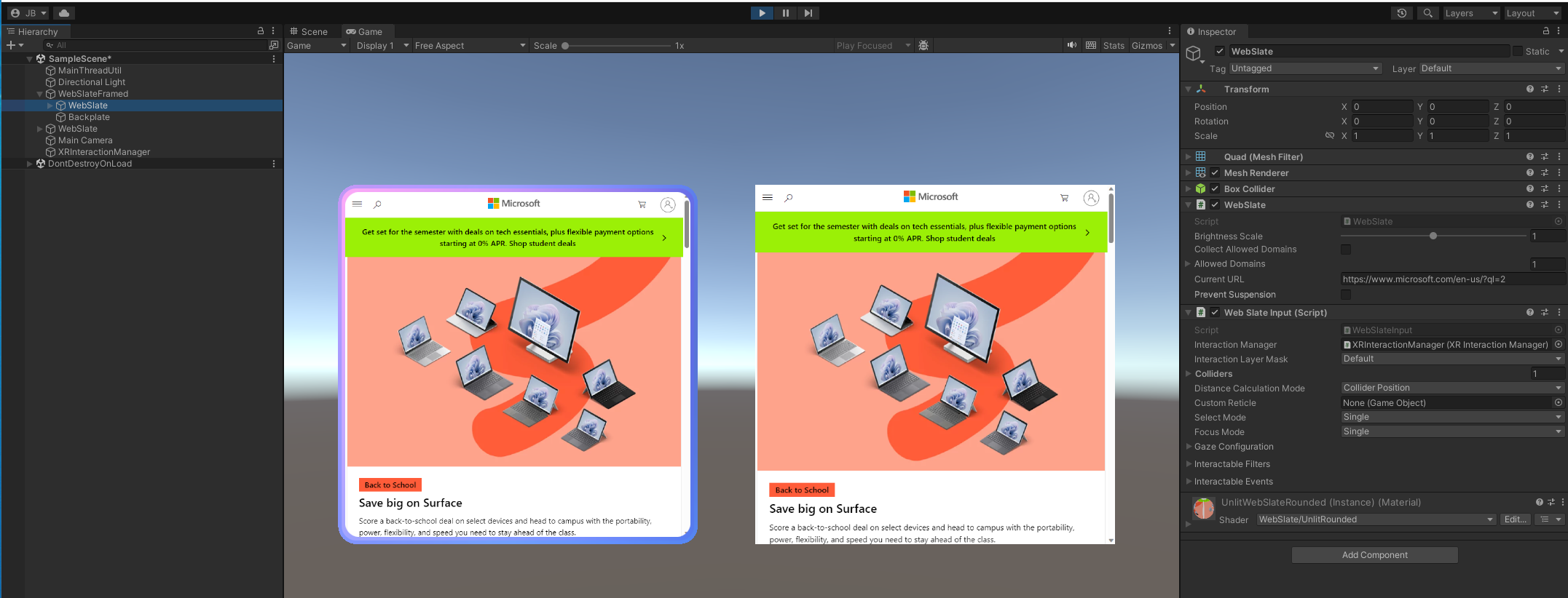 Présentez les deux préfabriqués webslate dans l’émulateur Mesh.