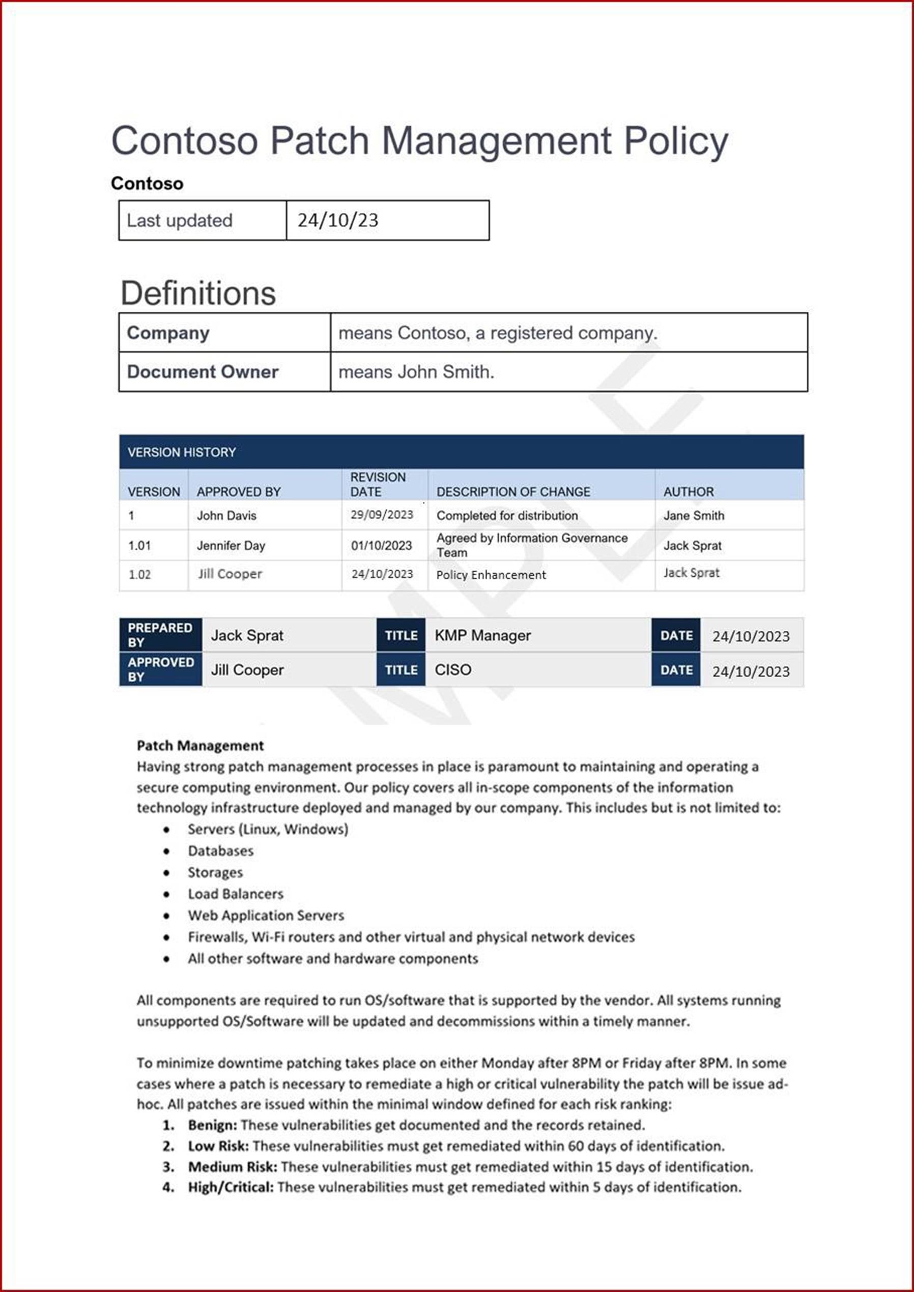 Document de stratégie de gestion des correctifs.