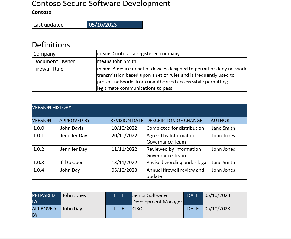 Document de stratégie de développement sécurisé.