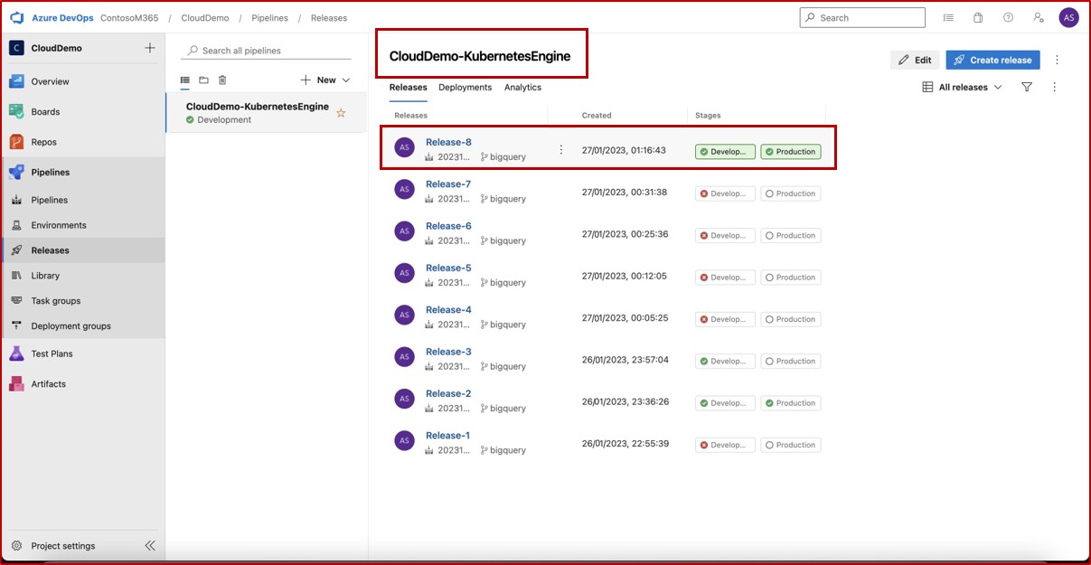 Versions de pipelines Azure DevOps.