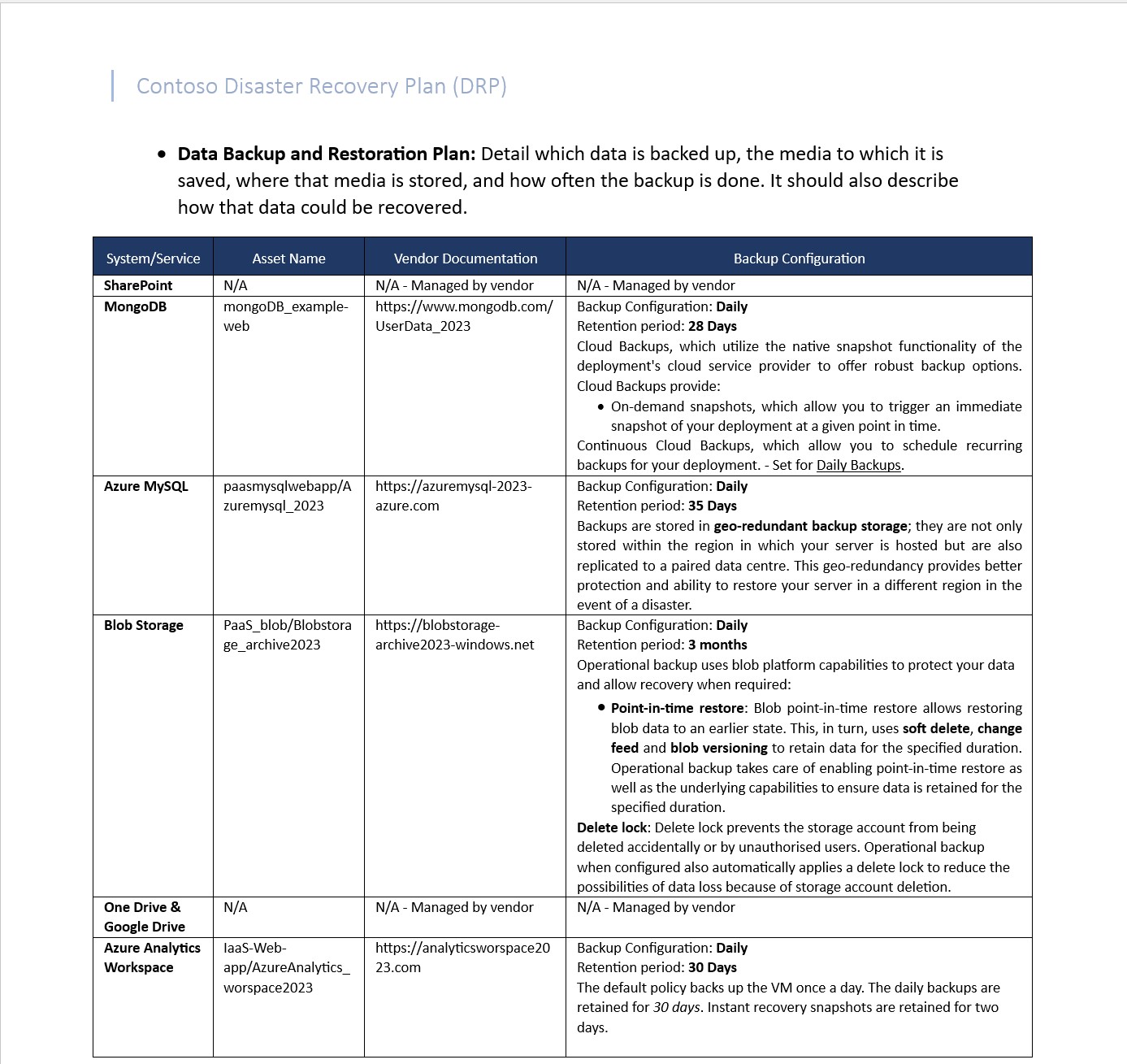 Document sur le plan de récupération d’urgence.