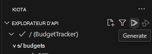 Bouton Générer dans l’Explorateur d’API Kiota