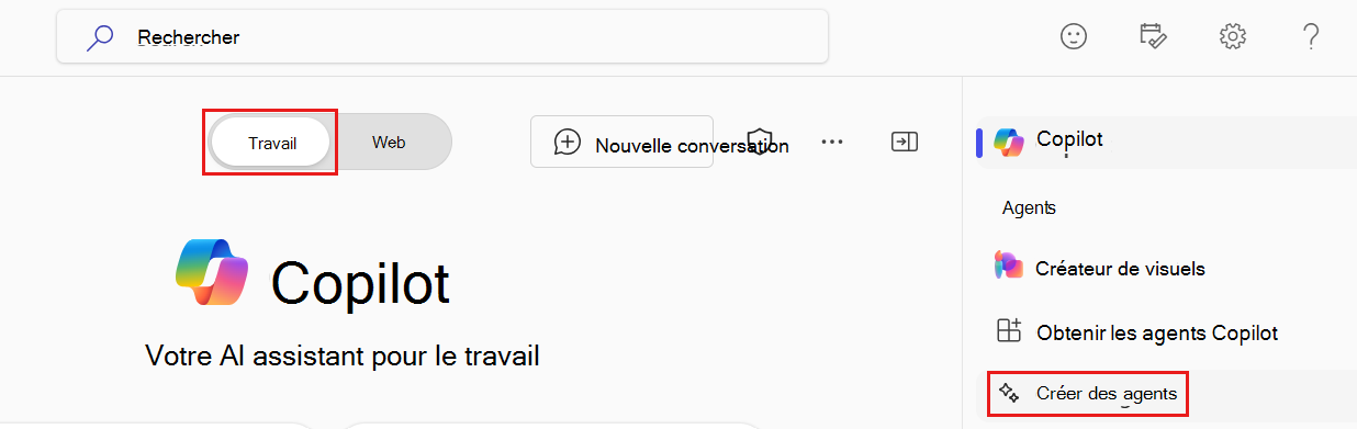 Point d’entrée du générateur d’agent dans Microsoft 365 Copilot