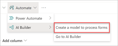 Capture d’écran montrant le modèle AI Builder.