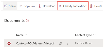 Capture d’écran montrant l’option Classifier et extraire.