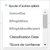 Capture d’écran du menu Ajouter d’autres options dans le volet de requête de contenu.