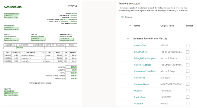 Capture d’écran de la page des détails de l’extracteur et du panneau Extracteur.