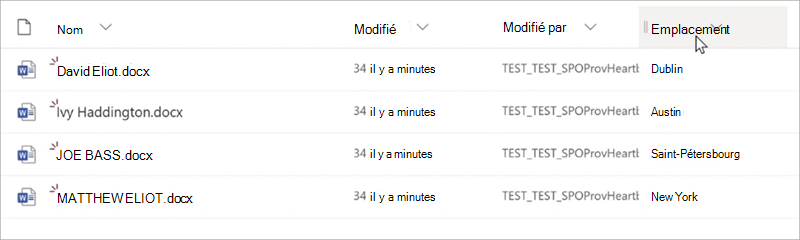 Capture d’écran montrant la vue bibliothèque avec une colonne de taxonomie.