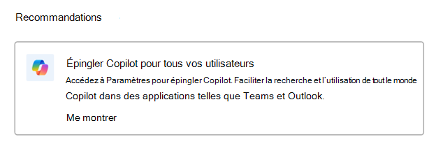 Capture d’écran montrant le message contextuel pour épingler Copilot pour tous les utilisateurs.