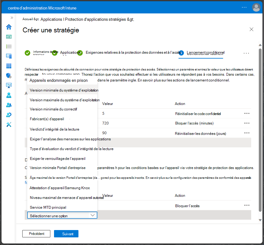 Interface utilisateur de lancement conditionnel pour Android.