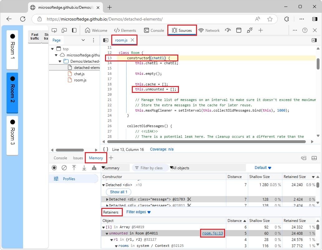 Ligne 13 dans room.js : constructeur Room