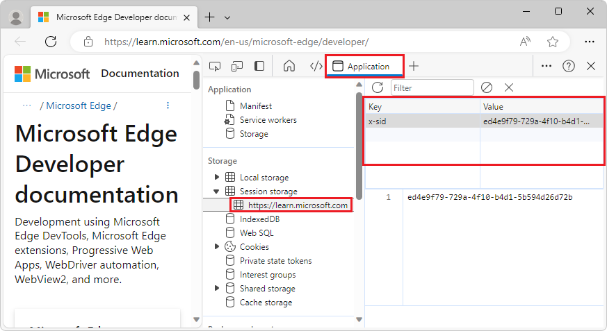 Paires clé-valeur sessionStorage