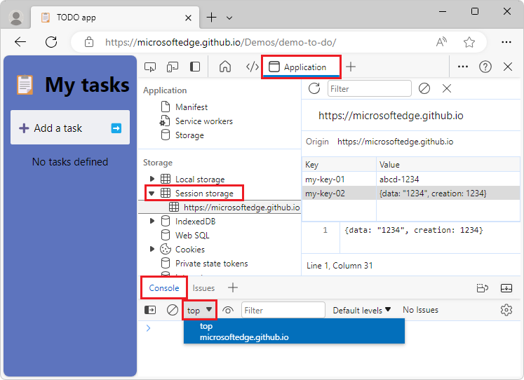 Modifier le contexte JavaScript de la console